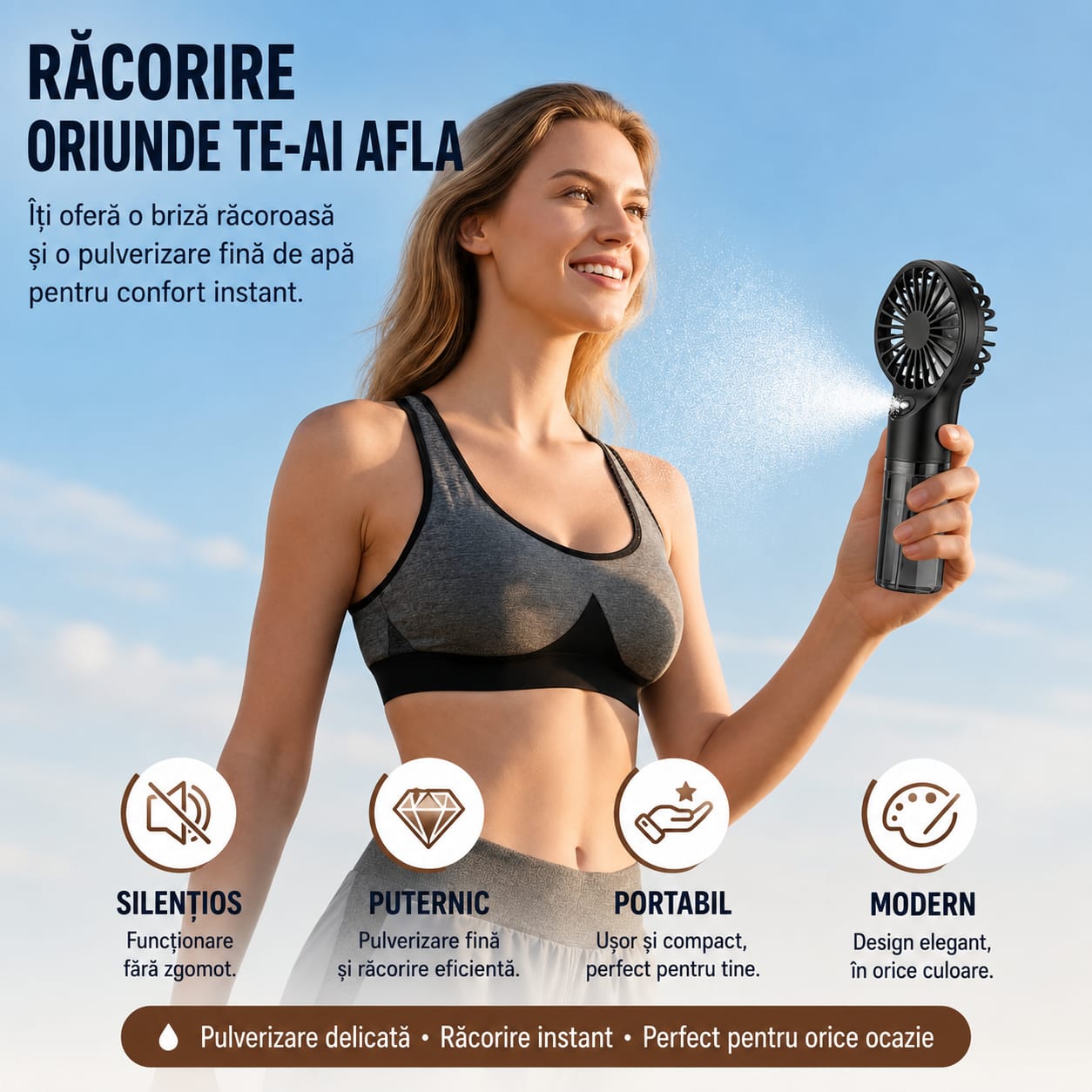 Ventilator Portabil de Mână cu Apă