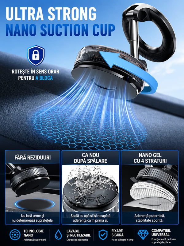 Suport Magnetic Auto 360° – Fixare Puternică pentru Telefon